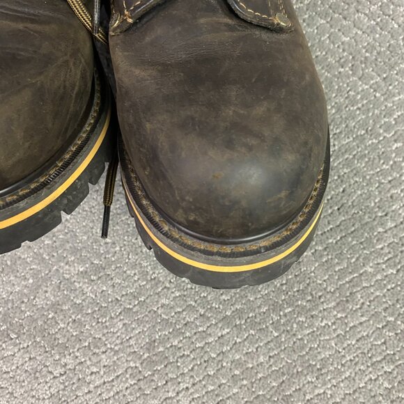 Columbia Hard Rock Mid Leather Boots Men's 9 Brown Hiking Work Lace Up Chunky - Picture 15 of 16